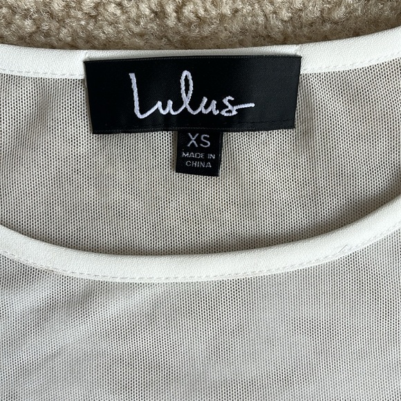 NWT Lulus Iced Latte Shift Mesh Mini Tassel Short Sleeve Dress in White XS - Picture 5 of 10